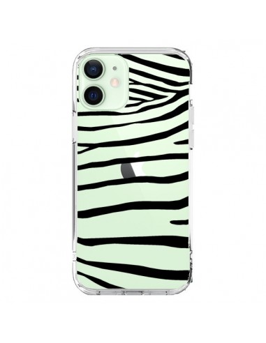 Coque iPhone 12 Mini Zebre Zebra Noir Transparente - Project M
