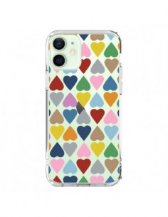 Coque iPhone 12 Mini Coeurs Heart Couleur Transparente -...