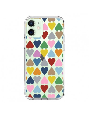 Coque iPhone 12 Mini Coeurs Heart Couleur Transparente - Project M