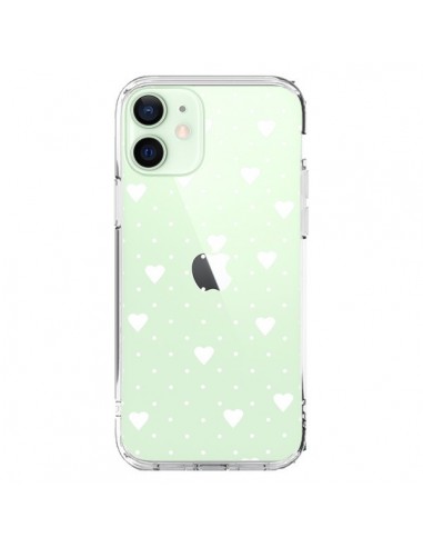 Cover iPhone 12 Mini Punti Cuori Bianco Trasparente - Project M