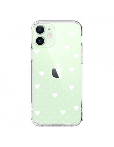 iPhone 12 Mini Case Points Hearts White Clear - Project M