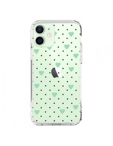 iPhone 12 Mini Case Points Hearts Green Mint Clear - Project M