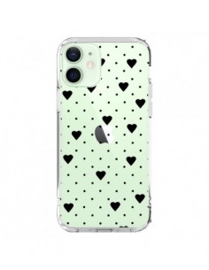 Coque iPhone 12 Mini Point Coeur Noir Pin Point Heart...