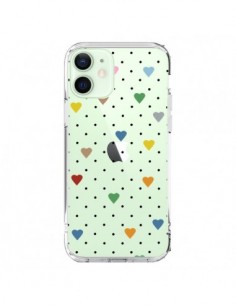 Coque iPhone 12 Mini Point Coeur Coloré Pin Point Heart...