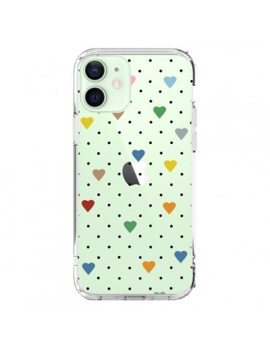 iPhone 12 Mini Case Points Hearts Colorful Clear - Project M