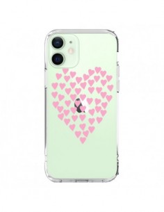 Coque iPhone 12 Mini Coeurs Heart Love Rose Pink...