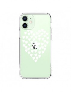 Coque iPhone 12 Mini Coeurs Heart Love Blanc Transparente...