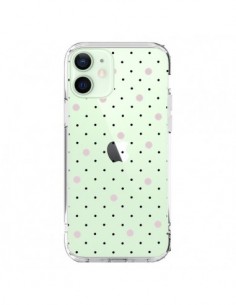 Coque iPhone 12 Mini Point Rose Pin Point Transparente -...