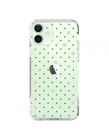 Cover iPhone 12 Mini Punti Rosa Trasparente - Project M