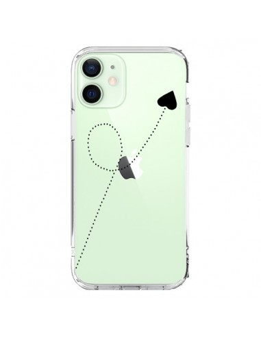 Cover iPhone 12 Mini Travel to your Heart Nero Viaggio Cuore Trasparente - Project M