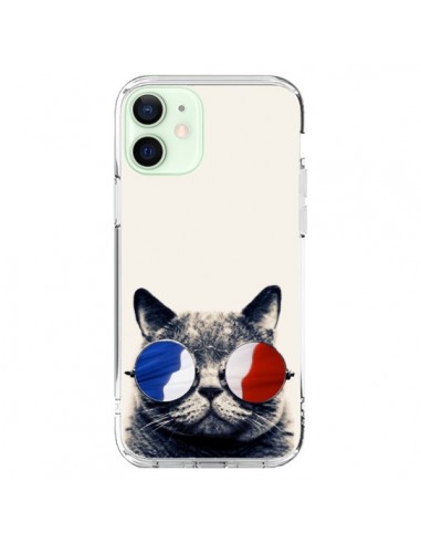 Coque iPhone 12 Mini Chat à lunettes françaises - Gusto NYC