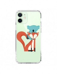 Cover iPhone 12 Mini Volpe e Koala Amore Trasparente -...