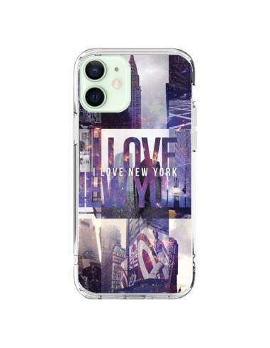 Coque iPhone 12 Mini I love New Yorck City violet - Javier Martinez