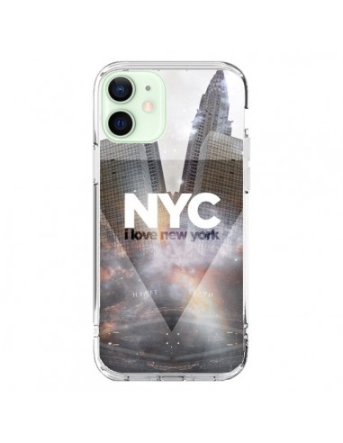 Coque iPhone 12 Mini I Love New York City Gris - Javier Martinez