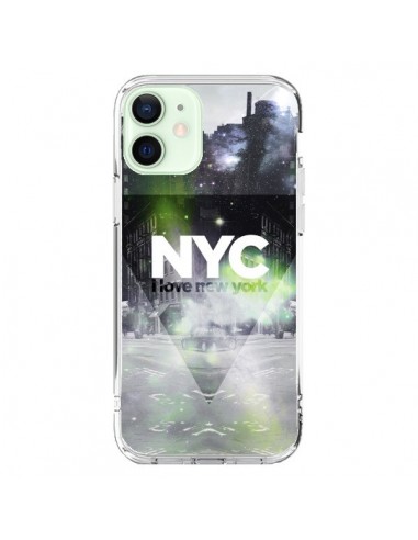 Coque iPhone 12 Mini I Love New York City Vert - Javier Martinez
