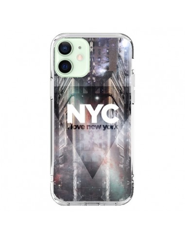 Coque iPhone 12 Mini I Love New York City Violet - Javier Martinez