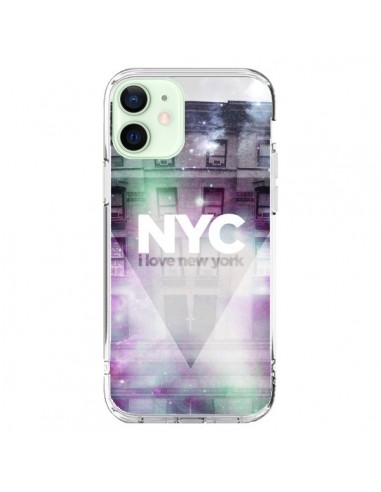 Coque iPhone 12 Mini I Love New York City Violet Vert - Javier Martinez