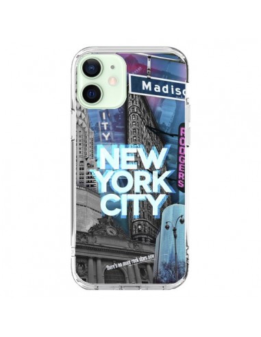 Coque iPhone 12 Mini New York City Buildings Bleu - Javier Martinez