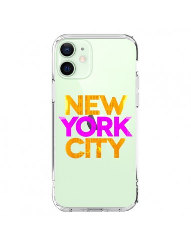 Coque iPhone 12 Mini New York City NYC Orange Rose Transparente - Javier Martinez
