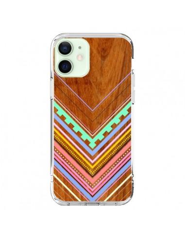 Coque iPhone 12 Mini Azteque Arbutus Pastel Bois Aztec Tribal - Jenny Mhairi