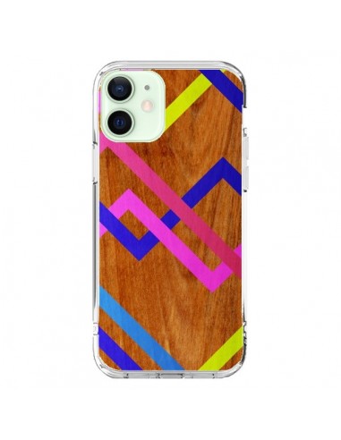 iPhone 12 Mini Case Pink Yellow Wood Aztec Tribal - Jenny Mhairi