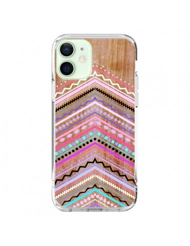 Coque iPhone 12 Mini Purple Chevron Wild Wood Bois Azteque Aztec Tribal - Jenny Mhairi