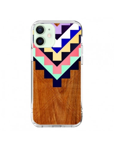 Coque iPhone 12 Mini Wooden Tribal Bois Azteque Aztec Tribal - Jenny Mhairi