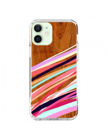 Coque iPhone 12 Mini Wooden Waves Coral Bois Azteque Aztec Tribal - Jenny Mhairi