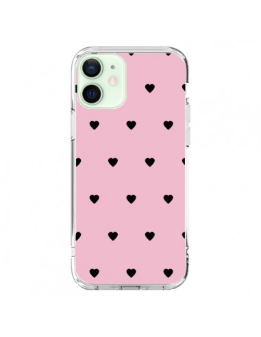 Coque iPhone 12 Mini Coeurs Roses - Jonathan Perez