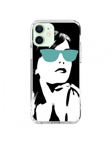 Coque iPhone 12 Mini Fille Lunettes Bleues - Jonathan Perez