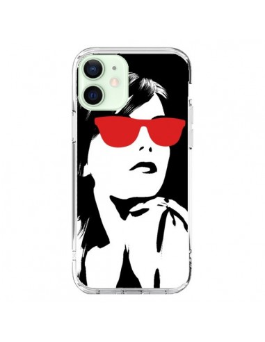 Coque iPhone 12 Mini Fille Lunettes Rouges - Jonathan Perez