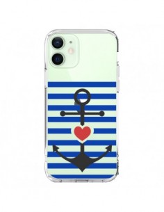 Coque iPhone 12 Mini Mariniere Ancre Marin Coeur...