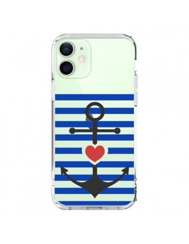 Coque iPhone 12 Mini Mariniere Ancre Marin Coeur Transparente - Jonathan Perez