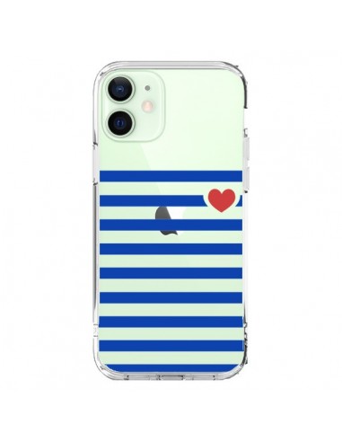 Coque iPhone 12 Mini Mariniere Coeur Love Transparente - Jonathan Perez
