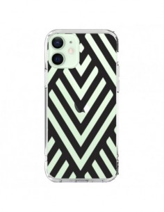 Coque iPhone 12 Mini Geometric Azteque Noir Transparente...