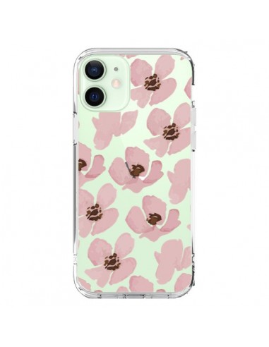 Coque iPhone 12 Mini Fleurs Roses Flower Transparente - Dricia Do