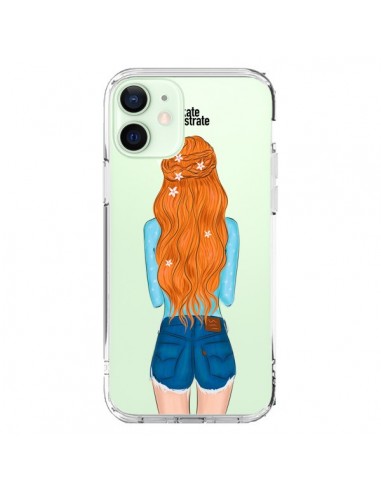 Coque iPhone 12 Mini Red Hair Don't Care Rousse Transparente - kateillustrate