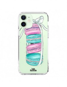 Cover iPhone 12 Mini Macarons Rosa Menta Trasparente -...