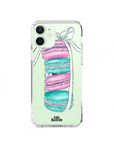 Coque iPhone 12 Mini Macarons Pink Mint Rose Transparente - kateillustrate