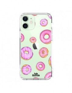 Coque iPhone 12 Mini Pink Donuts Rose Transparente -...