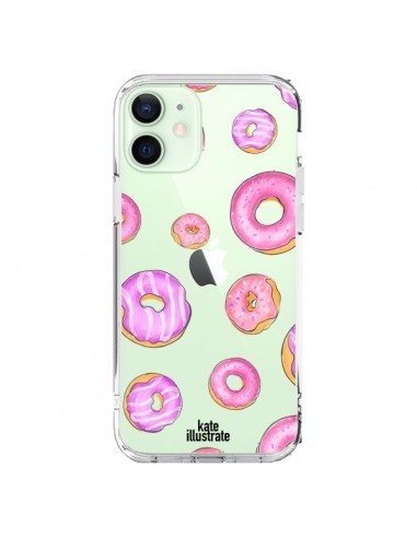 Coque iPhone 12 Mini Pink Donuts Rose Transparente - kateillustrate