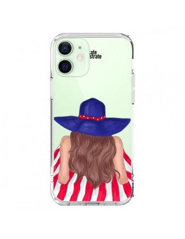 Cover iPhone 12 Mini Beah Girl Ragazza Spiaggia Trasparente - kateillustrate