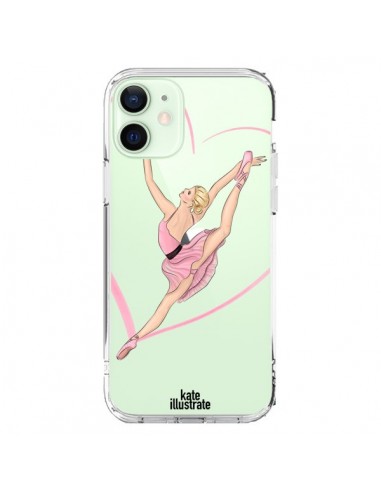 Coque iPhone 12 Mini Ballerina Jump In The Air Ballerine Danseuse Transparente - kateillustrate