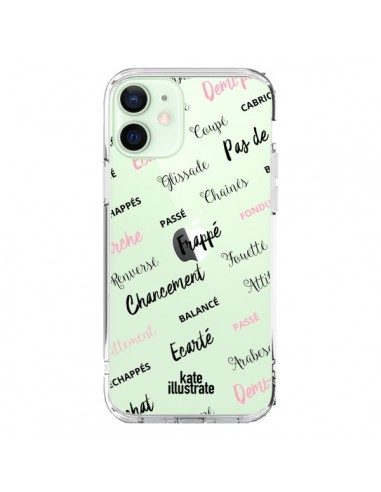 Coque iPhone 12 Mini Ballerina Ballerine Mots Transparente - kateillustrate