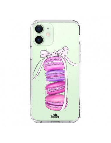 Coque iPhone 12 Mini Macarons Pink Purple Rose Violet Transparente - kateillustrate