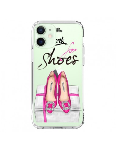 iPhone 12 Mini Case I Work For Shoes Scarpe Clear - kateillustrate