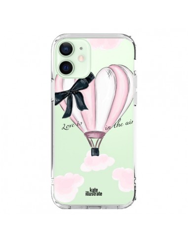 Coque iPhone 12 Mini Love is in the Air Love Montgolfier Transparente - kateillustrate
