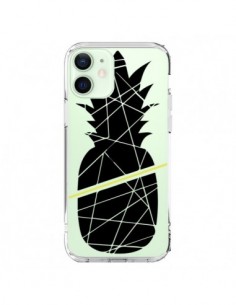 Coque iPhone 12 Mini Ananas Noir Transparente -...