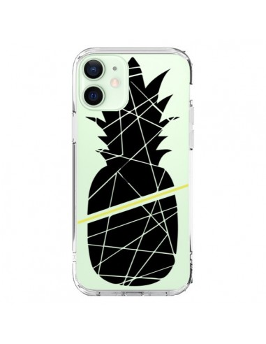 Coque iPhone 12 Mini Ananas Noir Transparente - Koura-Rosy Kane