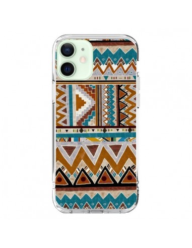 Coque iPhone 12 Mini Azteque Vert Marron - Kris Tate